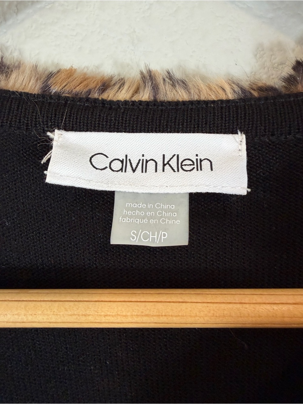 Calvin Klein Leopard Faux Fur Shrug Size S Cropped 3/4 Sleeve Cocktail Evening - Picture 5 of 9